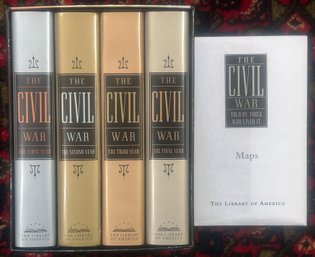 2011 Third Printing 4 Vol. Boxed Set 'The Civil War Told By Those Who Lived It' And Related Maps