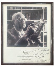 George T. Goodspeed Autographed Framed Picture And Personal Note To Joe Frost, 8.5' X 10.5'