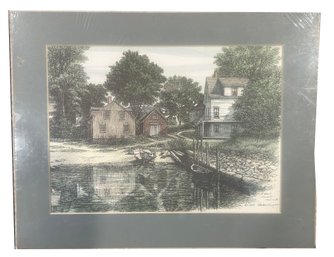 1990 Matted Color Etching Of Kittery Point, Maine, By Hughes, 14' X 11'H, Sealed In Plastic