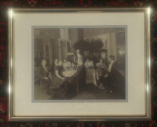 Framed And Matted Sepia Picture Of Dinner Party At The Pepperrell Mansion, Kittery, Maine, 16' X 11.75'H