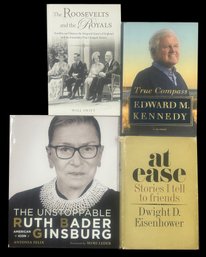 4 Pcs Book - Political Themed Bios, Ruth Bader Ginsburg, Edward Kennedy, The Roosevelts & Eisenhower