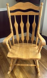 Nice Sturdy Arrow Slat Back Arm Rocking Chair In Natural Finish, 25' X 31' X 44.5'H