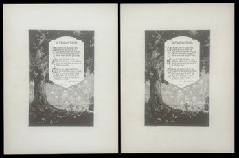 2 WWI British Etchings 'In Flanders Field' By Lt Col John McCrae 14' X 18.5'H & 2 Copies Of Complete Poem