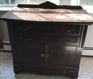 Antique Eastlake, 2 Drawer 2 Door Painted Oak Commode, 34' X 19' X 32'H