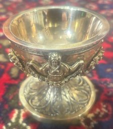 Spectacular French Caviar Cup, Various Metals, W/Women Holding Garlands And Floral Baskets, 3' Diam. X 2.75'H