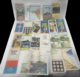 Vintage Lot Of 21 Road Maps And Other Ephemera