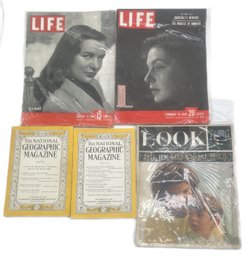 5 Issue Vintage Magazines, LIFE, LOOK & National Geographic