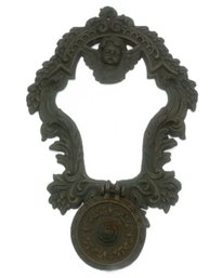 Large Vintage Victorian Style Cast Metal Cherub Door Knocker, 10' X 15'H, Mounting Screws Not Present