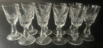 10 Pcs Vintage Waterford Lead Crystal 'MARQUIS' Liqueur Stemmed Glasses, 1-5/8' Diam. X 4'H