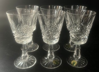 6 Pcs Vintage Waterford Lead Crystal 'MARQUIS' White Wine Stemmed Glasses, 2-7/8' Diam. X 6'H