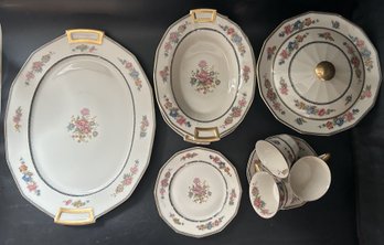 12 Pcs Vintage Dinner China Mostly Serving Pcs, Marked CH Field Haviland Limoges Macy's