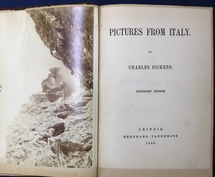 1846 Book ' Pictures From Italy ' By Charles Dickens - ' Copyright Edition '