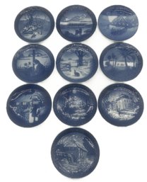 10 Pcs Royal Copenhagen Annual Dated Blue & White 7.25' Diam. Collector Plates