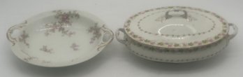 2 Pcs Vintage China Serving Dishes, John Haddock Oval Covered Vegetable, 11' X 7' X 4.5'H & Limoges Bowl