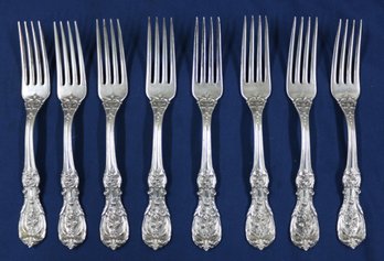 8 Pcs- Reed & Barton .925 - Francis 1 Style Sterling Silver Dinner Forks - 7-1/8' Long - Weight:  15.73 Ozt