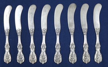 8 Pcs Reed & Barton .925 - Francis 1 Style - Sterling Silver Butter Knives  - Weight:  7.98 Ozt