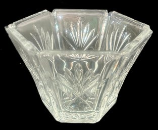 Vintage Gorham Pressed Glass Clear Crystal Hexagon Candy Bowl, 5.5' Diam. X 3.5'H