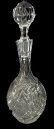 Vintage Heavy Deep Cut Lead Crystal Decanter With Stopper, 4.5' Diam. X 13'H