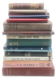 15 Vol Lot Of Reference Books On Various Subjects, Rugs, Pottery, Maker's Marks, EAPG, American Pewter & More