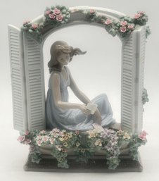 Large Lladro Porcelain 'Thinking Of Love', 07693, With Oval Wood Plinth, In Original Packaging, 16'H