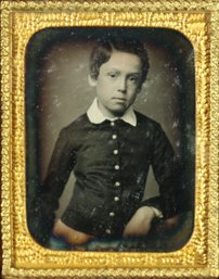 Wood Frame Daguerreotype Case With Ninth Plate Daguerreotype Of A Young Gentleman - Identified