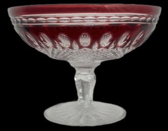 Vintage Waterford Clarendon Ruby 6'Diam. X 4.5'H Compote, In Original Box