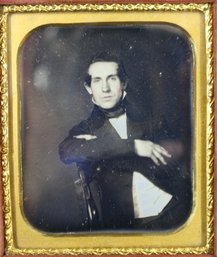 Wood Frame Daguerreotype Case With Sixth Plate Daguerreotype Of Gentleman - Identified