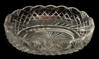 Vintage Waterford Lead Crystal Oval Center Piece Fruit Bowl, 10-7/8' X 7-1.4' X 3.5'H