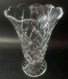 Large Heavy Vintage Waterford Lead Crystal Footed Floral Vase, 6.5' Diam. X 10'H
