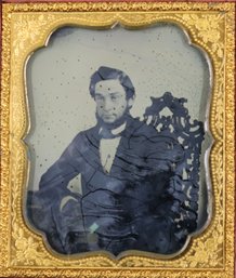 Wood Frame Daguerreotype Case With Sixth Plate Ambrotype Of A Gentleman - Identified