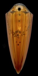Vintage Amber Glass With Enameled Design Wall Floral Pocket, 3' X 3' X 8.5'L
