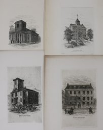 Group Of Four Lithographs Of Older Boston Landmarks That No Longer Exist - Three Are By J.H. Daniels