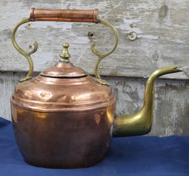 Vintage Copper And Brass Large Coffee Pot - 11.75' High - 8' Diameter