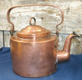 Antique Heavy Copper Coffee Pot - 12' High - 9' Diameter - Brass Solder Construction Body & Base