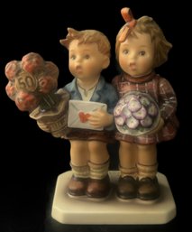 50 Year Anniversary Goebel Hummel Figurine 'The Love Lives On' In Carrying Case, 5' X 3' X 6.5'H
