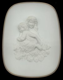 Ltd Ed 56/100  'Genevieve And Child' By Hibel Vertu Collection, Raised Relief Wall Hanger, 8'X 1.5' X 10.25'H