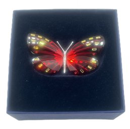 Swarovski Ruby Red With Gold Crystals Butterfly, 3' X 1.5' X54r 0.75'H, In Original Box