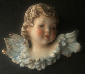 Vintage W. Goebel Angel Face Wall Hanger, 5' X 4' X 2.5', Hairline Crack And Possible Repair