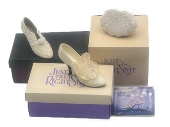 Collectible Just The Right Shoe Accessories, 2 Shoes & 1 Hand Bags, All With Boxes