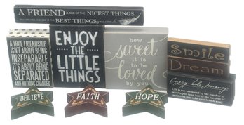 10 Pcs Country Primitive Painted Wooden Mantle Display Blocks, 'Enjoy The Little Things', 65' X 6.75'H