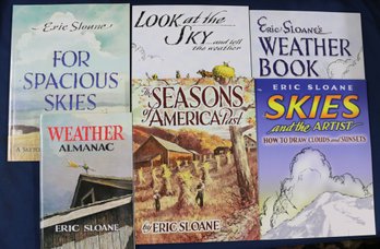 Lot Of Six Books By Eric Sloane - Mostly Weather Related - See List Below