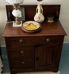 Antique Eastlake Wash Stand Commode, 1-Long Drawer Over 2-Short Drawers & Single Door, 30' X 16' X 36'H