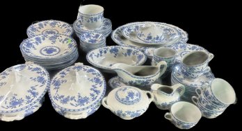 86 Pcs Vintage Blue & White China Set BY Stanley Pottery England 'DELPH'
