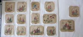 Group Of 25 Watercolors - Varying Sizes - Most Small - Early To Mid-19th Century - Mostly Romantic Scenes