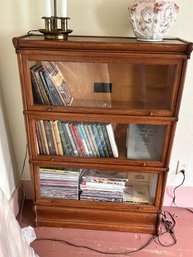 Vintage 3-Door Oak Barrister Bookcase With Base And Top Cap, 34' X 10' X 49'H