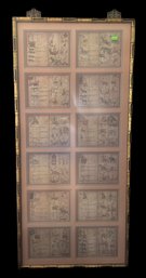 Vintage Well Framed (Gold Bamboo) & Double Matted Framed Brahma Jati: Siamese Horoscope Pictures, 17' X 38'