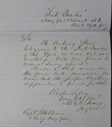 Three 1857 Letters To/from Commander - Portsmouth Navy Yard Sick Quarters Regarding A Cookstove