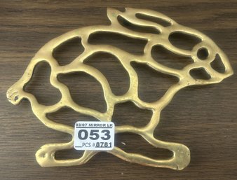 Vintage Rabbit Form Brass Trivet, 7' X 5.75' X 0.5'H