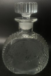 Nice Etched Glass Whiskey Decanter With Ground Stopper, 6.25' X 3' 8.75'H