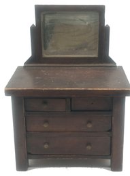 Antique Salesman Sample 2-Over-2 Chest Of Drawers W/Mirror,  13' X 8' X 17.25'H (Missing One Drawer Pull)